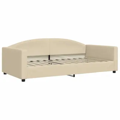 vidaXL Raztegljiva postelja krem 100x200 cm blago