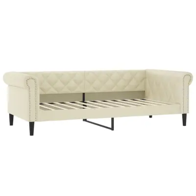 vidaXL Raztegljiva postelja krem 100x200 cm umetno usnje