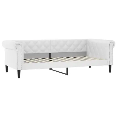 vidaXL Raztegljiva postelja bela 80x200 cm umetno usnje