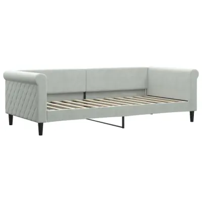 vidaXL Raztegljiva postelja svetlo siva 90x200 cm žamet