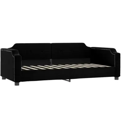vidaXL Raztegljiva postelja črna 100x200 cm blago