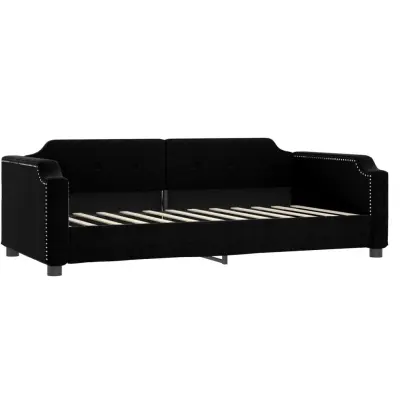 vidaXL Raztegljiva postelja črna 90x200 cm blago