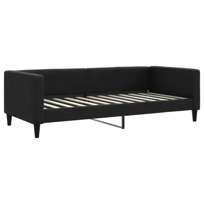 vidaXL Raztegljiva postelja črna 90x200 cm blago