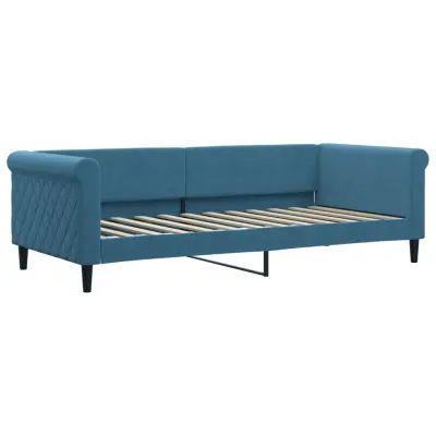 vidaXL Raztegljiva postelja modra 90x200 cm žamet