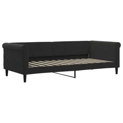 vidaXL Raztegljiva postelja črna 90x200 cm žamet