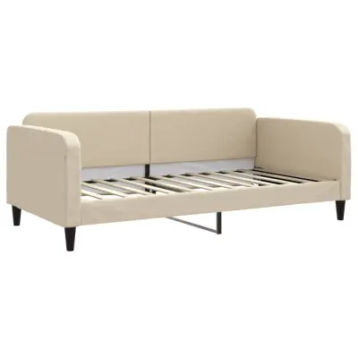 vidaXL Raztegljiva postelja krem 100x200 cm blago