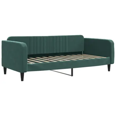 vidaXL Raztegljiva postelja temno zelena 100x200 cm žamet