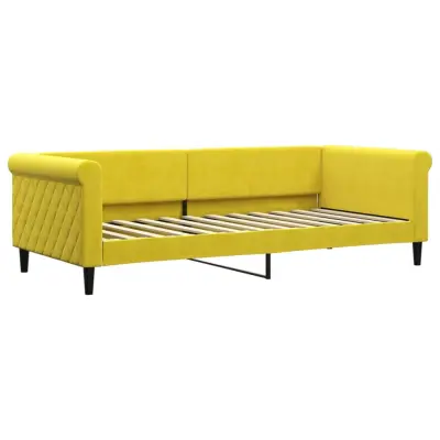 vidaXL Raztegljiva postelja rumena 90x200 cm žamet