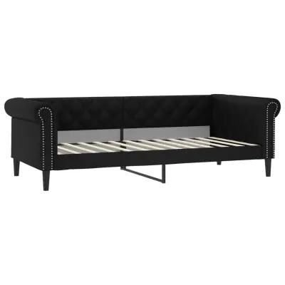 vidaXL Raztegljiva postelja črna 100x200 cm umetno usnje