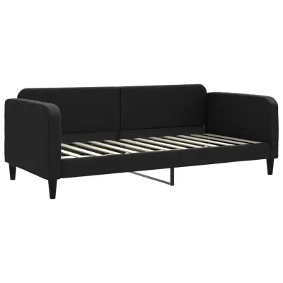 vidaXL Raztegljiva postelja črna 90x200 cm blago