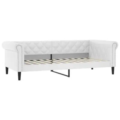 vidaXL Raztegljiva postelja bela 90x200 cm umetno usnje
