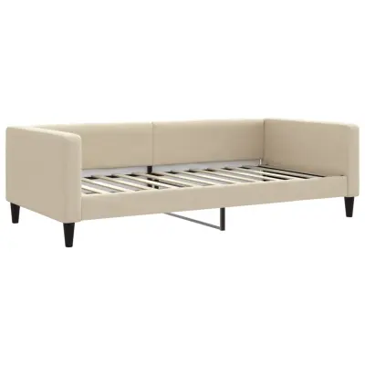 vidaXL Raztegljiva postelja krem 100x200 cm blago
