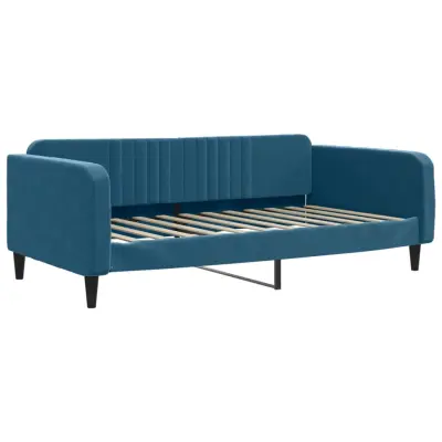 vidaXL Raztegljiva postelja modra 100x200 cm žamet