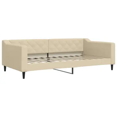 vidaXL Raztegljiva postelja krem 100x200 cm blago
