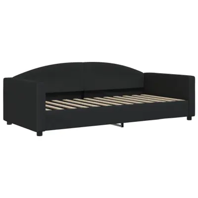 vidaXL Raztegljiva postelja črna 90x200 cm blago