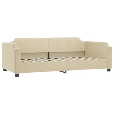 vidaXL Raztegljiva postelja krem 90x200 cm blago