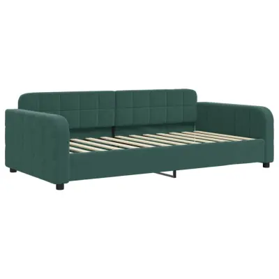 vidaXL Raztegljiva postelja temno zelena 90x200 cm žamet