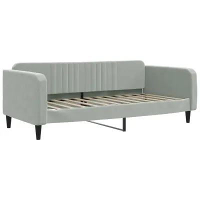 vidaXL Raztegljiva postelja svetlo siva 90x200 cm žamet