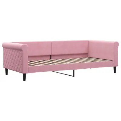 vidaXL Raztegljiva postelja roza 90x200 cm žamet