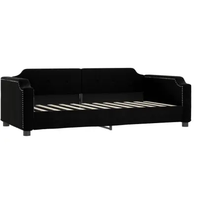 vidaXL Raztegljiva postelja črna 90x190 cm blago