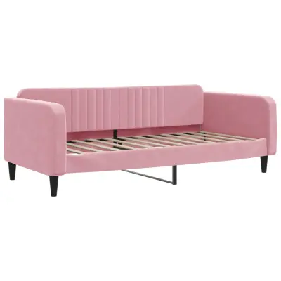 vidaXL Raztegljiva postelja roza 100x200 cm žamet