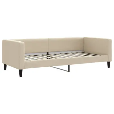 vidaXL Raztegljiva postelja krem 90x200 cm blago
