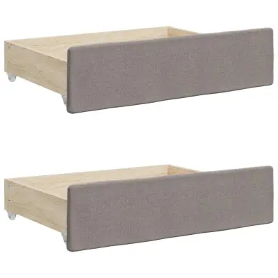 vidaXL Posteljni predal 2 kosa taupe inženirski les in tkanina