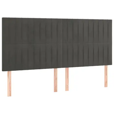 vidaXL Posteljno vzglavje 4 kosa temno siv 90x5x78/88 cm žamet