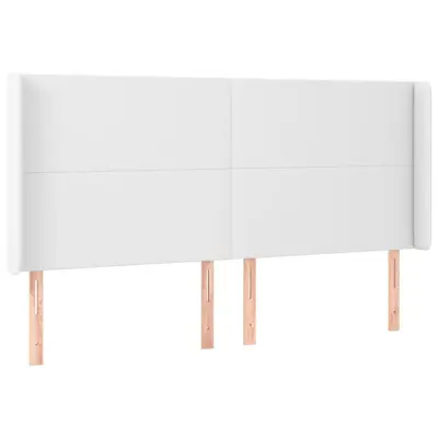 vidaXL Vzglavje z ušesi belo 203x16x118/128 cm umetno usnje