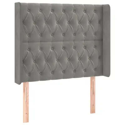 vidaXL Vzglavje z ušesi svetlo sivo 103x16x118/128 cm žamet