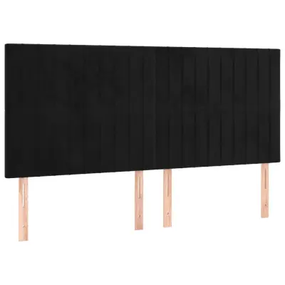 vidaXL Posteljno vzglavje 4 kosa črn 100x5x78/88 cm žamet