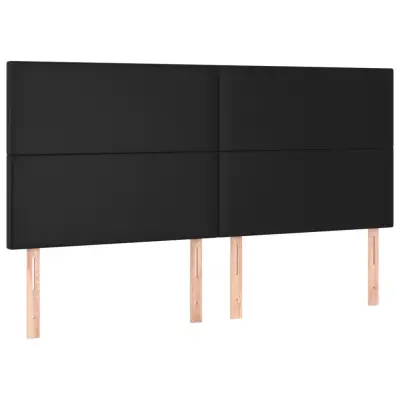 vidaXL Posteljno vzglavje 4 kosa črn 100x5x78/88 cm umetno usnje