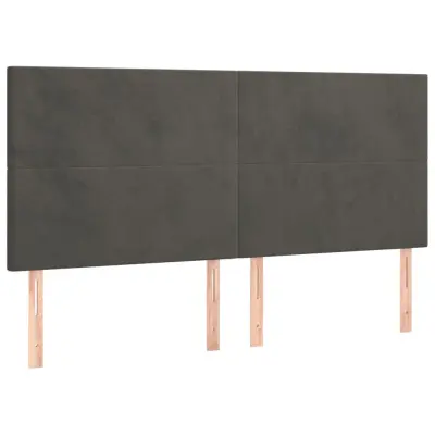 vidaXL Posteljno vzglavje 4 kosa temno siv 90x5x78/88 cm žamet
