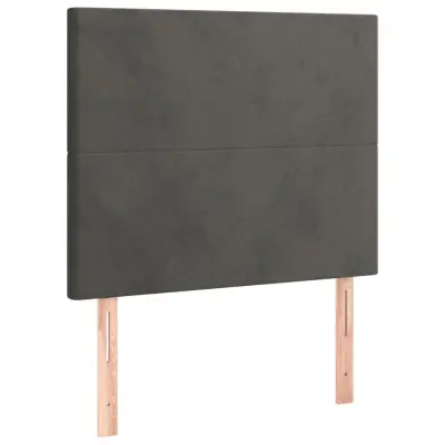 vidaXL Posteljno vzglavje 2 kosa temno sivo 100x5x78/88 cm žamet