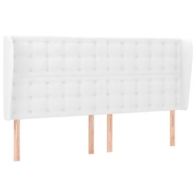 vidaXL Vzglavje z ušesi belo 203x23x118/128 cm umetno usnje