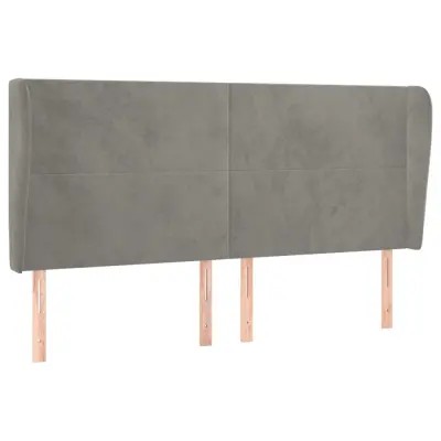 vidaXL Vzglavje z ušesi svetlo sivo 163x23x118/128 cm žamet