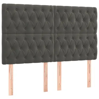 vidaXL Posteljno vzglavje 4 kosa temno siv 80x7x78/88 cm žamet