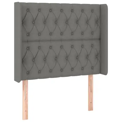 vidaXL Vzglavje z ušesi temno sivo 93x16x118/128 cm blago