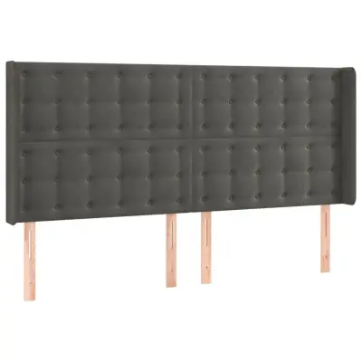 vidaXL Vzglavje z ušesi temno sivo 203x16x118/128 cm žamet