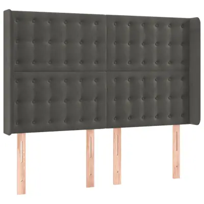 vidaXL Vzglavje z ušesi temno sivo 147x16x118/128 cm žamet