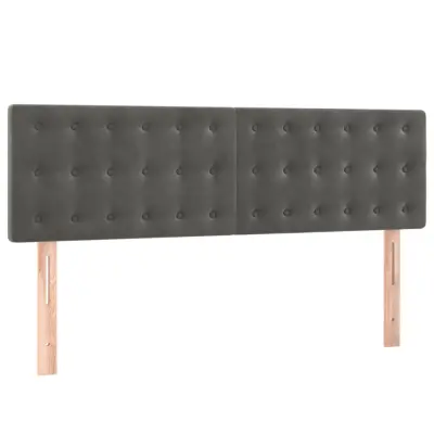 vidaXL Posteljno vzglavje 2 kosa temno sivo 72x5x78/88 cm žamet