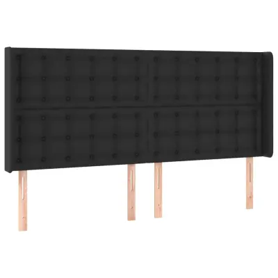 vidaXL Vzglavje z ušesi črno 183x16x118/128 cm umetno usnje