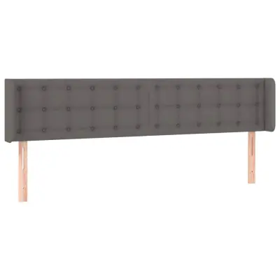 vidaXL Vzglavje z ušesi sivo 203x16x78/88 cm umetno usnje