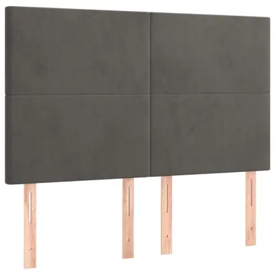 vidaXL Posteljno vzglavje 4 kosa temno siv 72x5x78/88 cm žamet