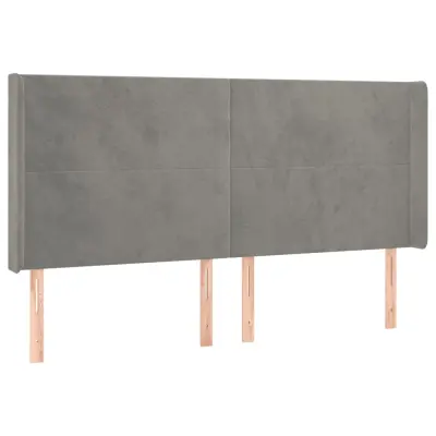 vidaXL Vzglavje z ušesi svetlo sivo 163x16x118/128 cm žamet