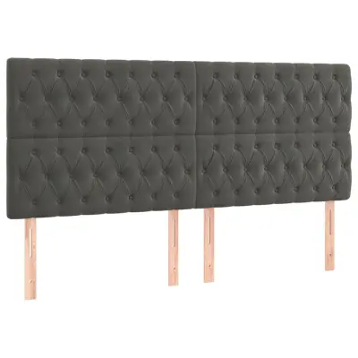 vidaXL Posteljno vzglavje 4 kosa temno siv 90x7x78/88 cm žamet