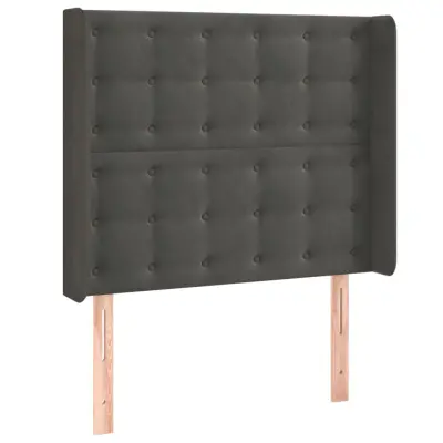vidaXL Vzglavje z ušesi temno sivo 93x16x118/128 cm žamet