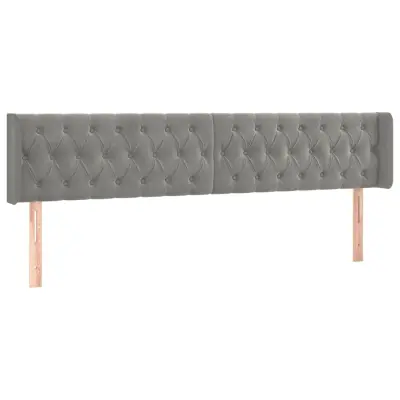 vidaXL Vzglavje z ušesi svetlo sivo 203x16x78/88 cm žamet
