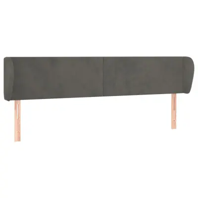 vidaXL Vzglavje z ušesi temno sivo 163x23x78/88 cm žamet