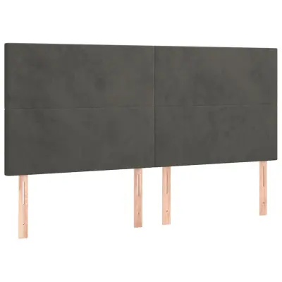 vidaXL Posteljno vzglavje 4 kosa temno siv 80x5x78/88 cm žamet